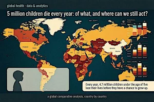 Les données de mortalité infantile distinguent deux étapes de la vie, dire 2 catégories : les moins de cinq an, et les 5–14 ans.