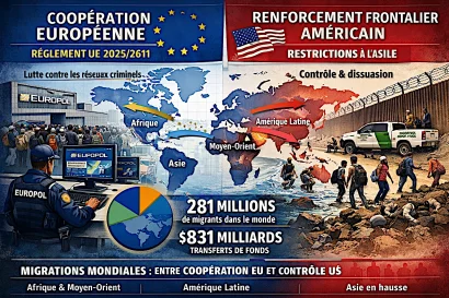 coopération policière renforcée en Europe et politiques dissuasives aux États Unis, cet article décrypte les flux migratoires 